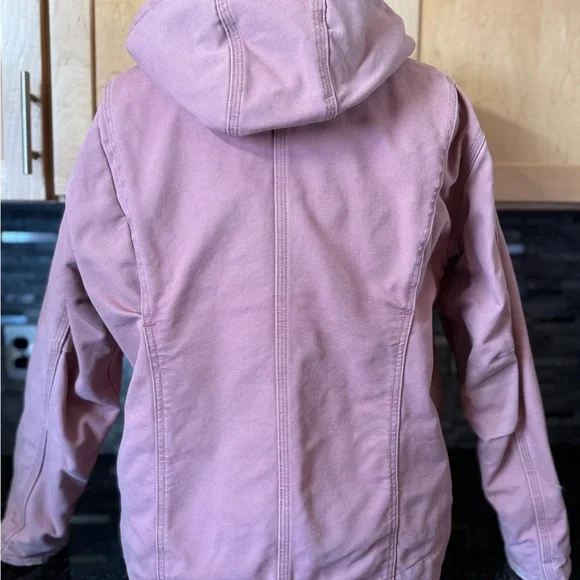Rare Pink Carharrt Hooded, Canvas, Sherpa Lined Coat - Picture 3 of 9